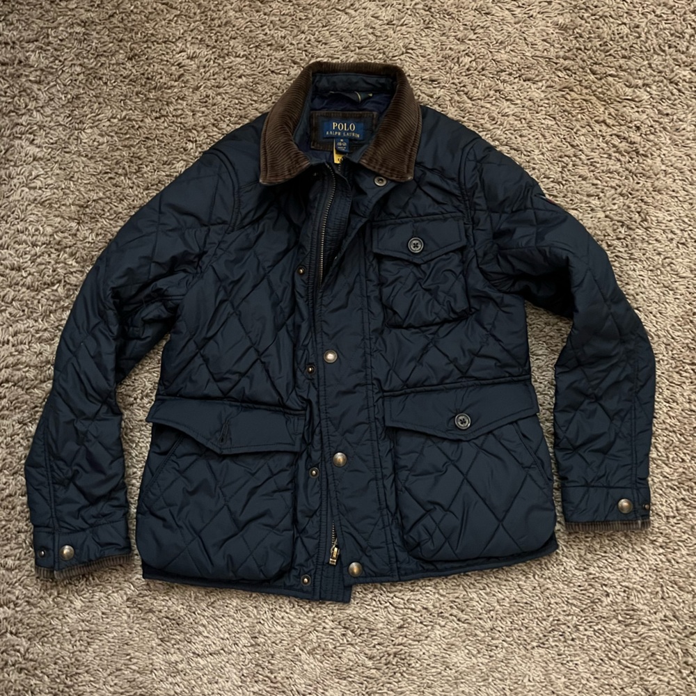 Polo Quilted coat Boys Size 10-12 Navy